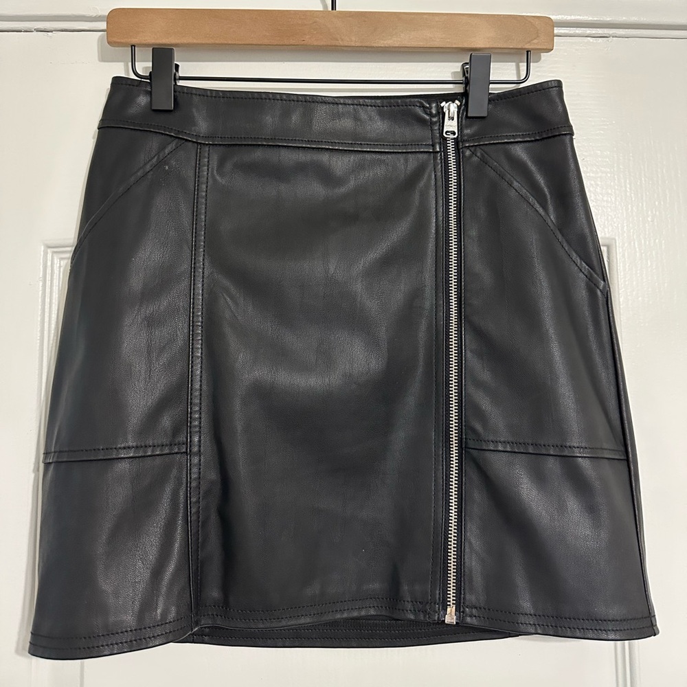 Express Black Leather Pencil Skirt